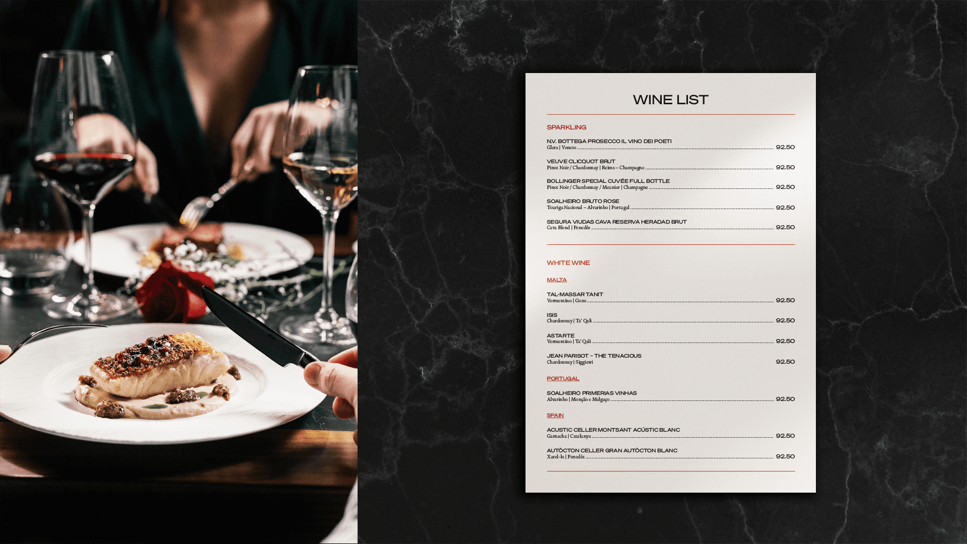 Azar Wine list design