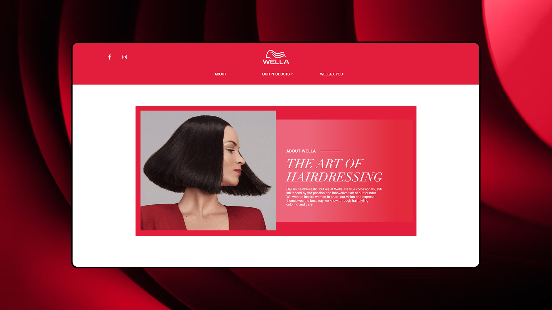 wella landing page design