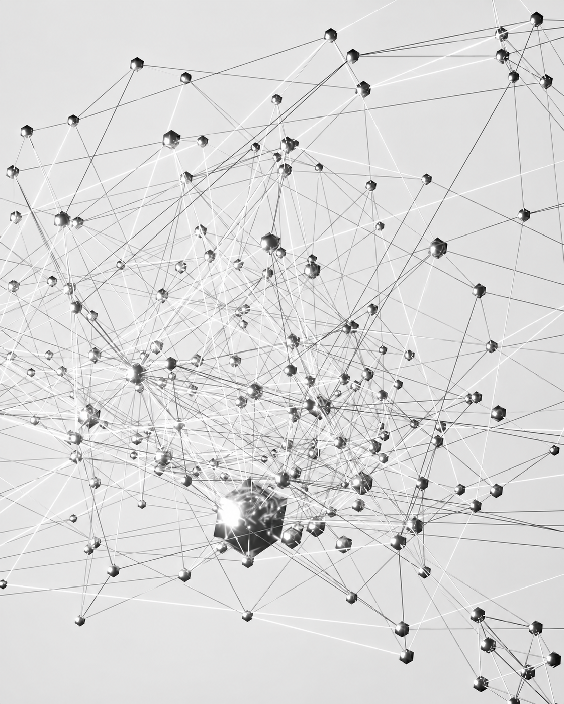 Abstract network of interconnected points and lines