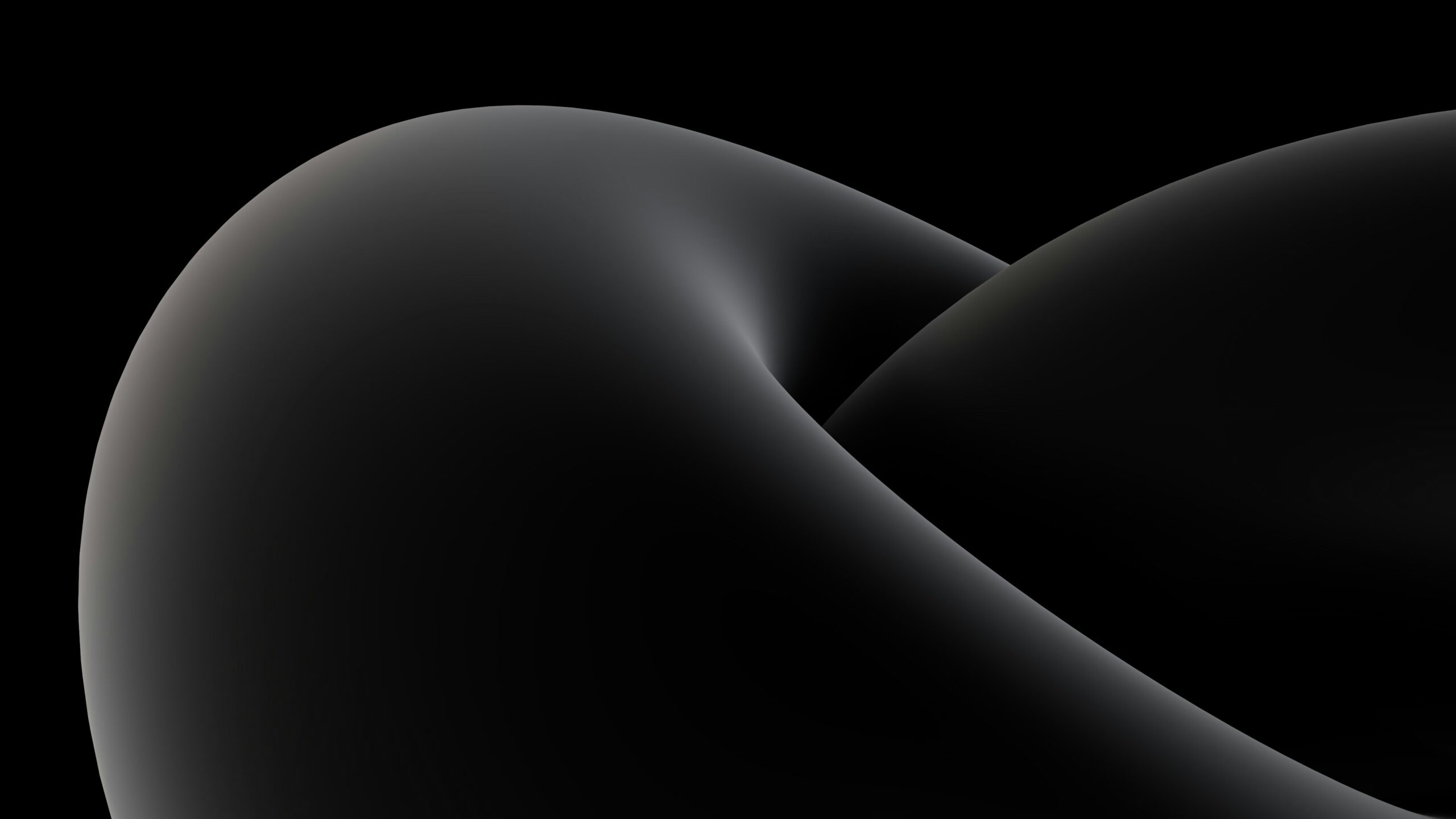 Abstract black curves with soft highlights against a dark background
